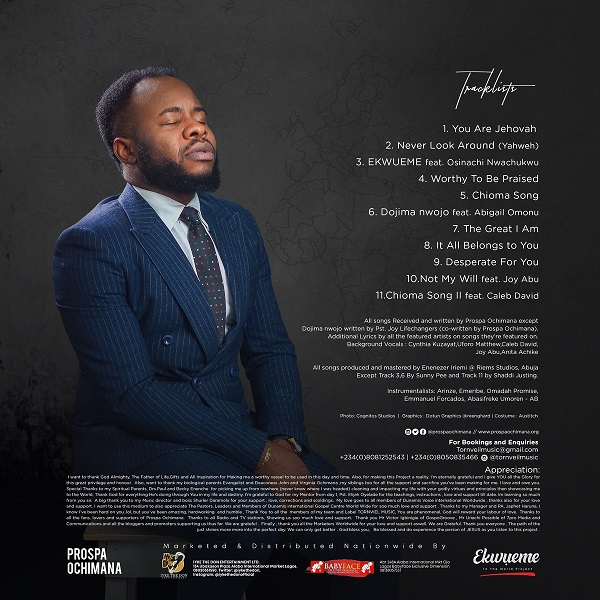PROSPA OCHIMANA'S "EKWUEME TO THE WORLD" ALBUM NOW AVAILABLE ON DIGITAL STORES