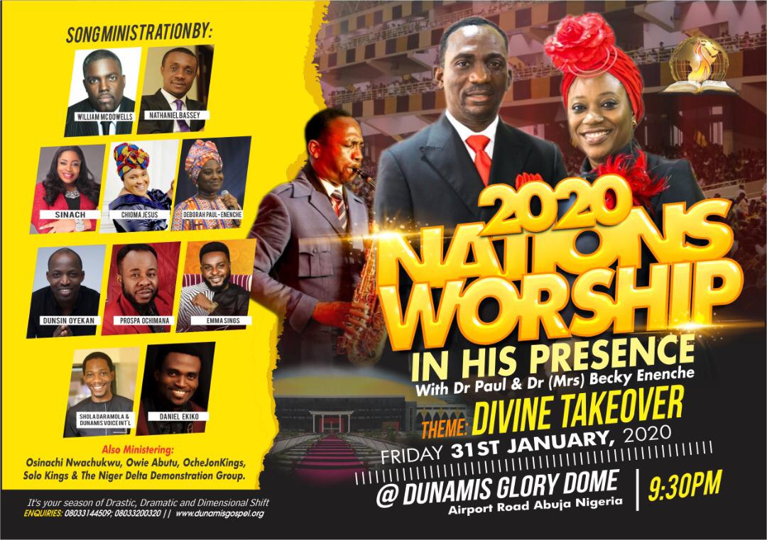 Dunamis International Gospel Centre to host William McDowell, Sinach, Nathaniel Bassey, Chioma Jesus, Prospa Ochimana and others at the Dunamis Glory Dome Abuja, Nigeria.