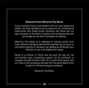 Marverick City music cut ties with Dante Bowe